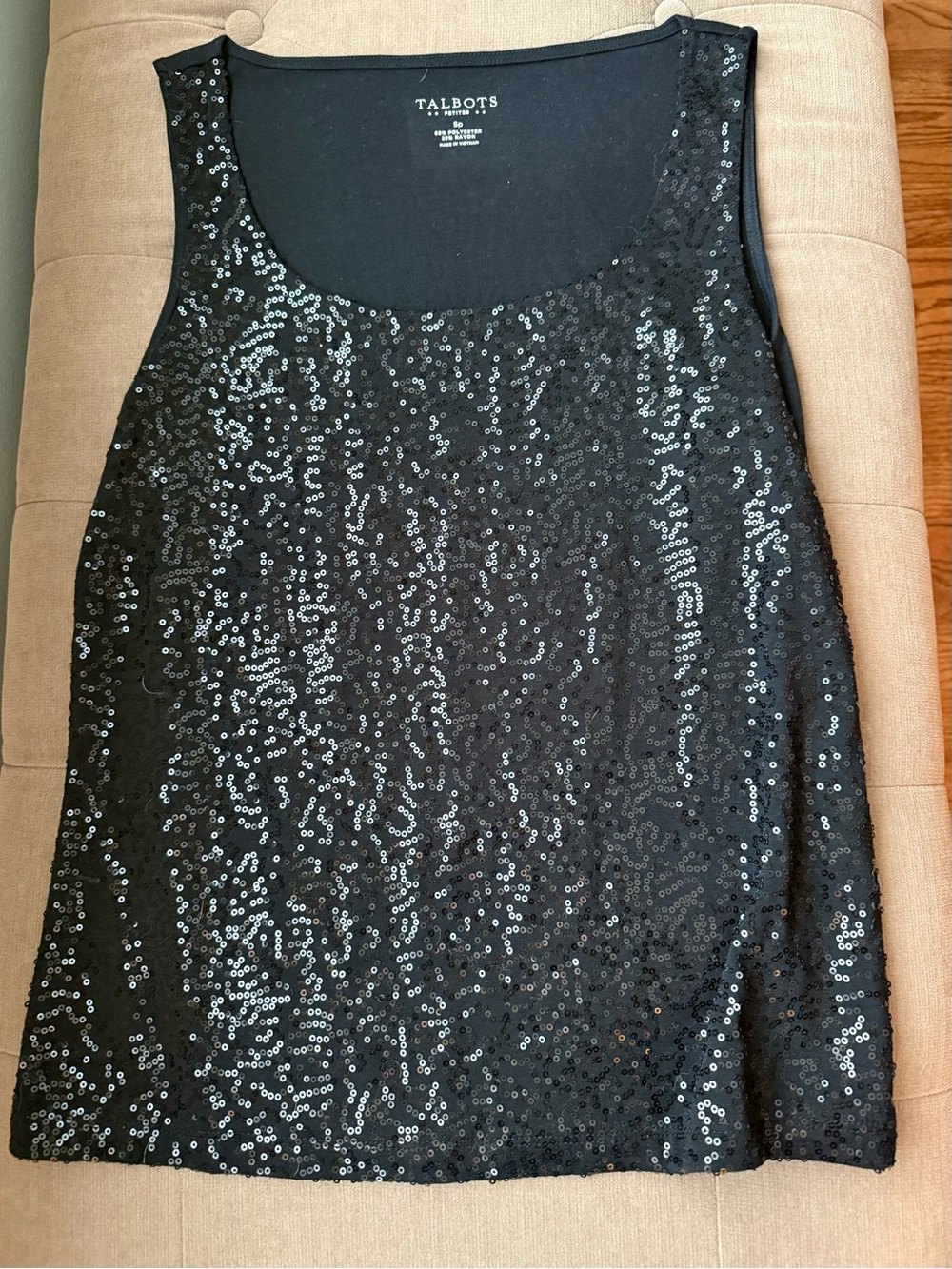 Talbots Black Sequin Scoop Neck Tank